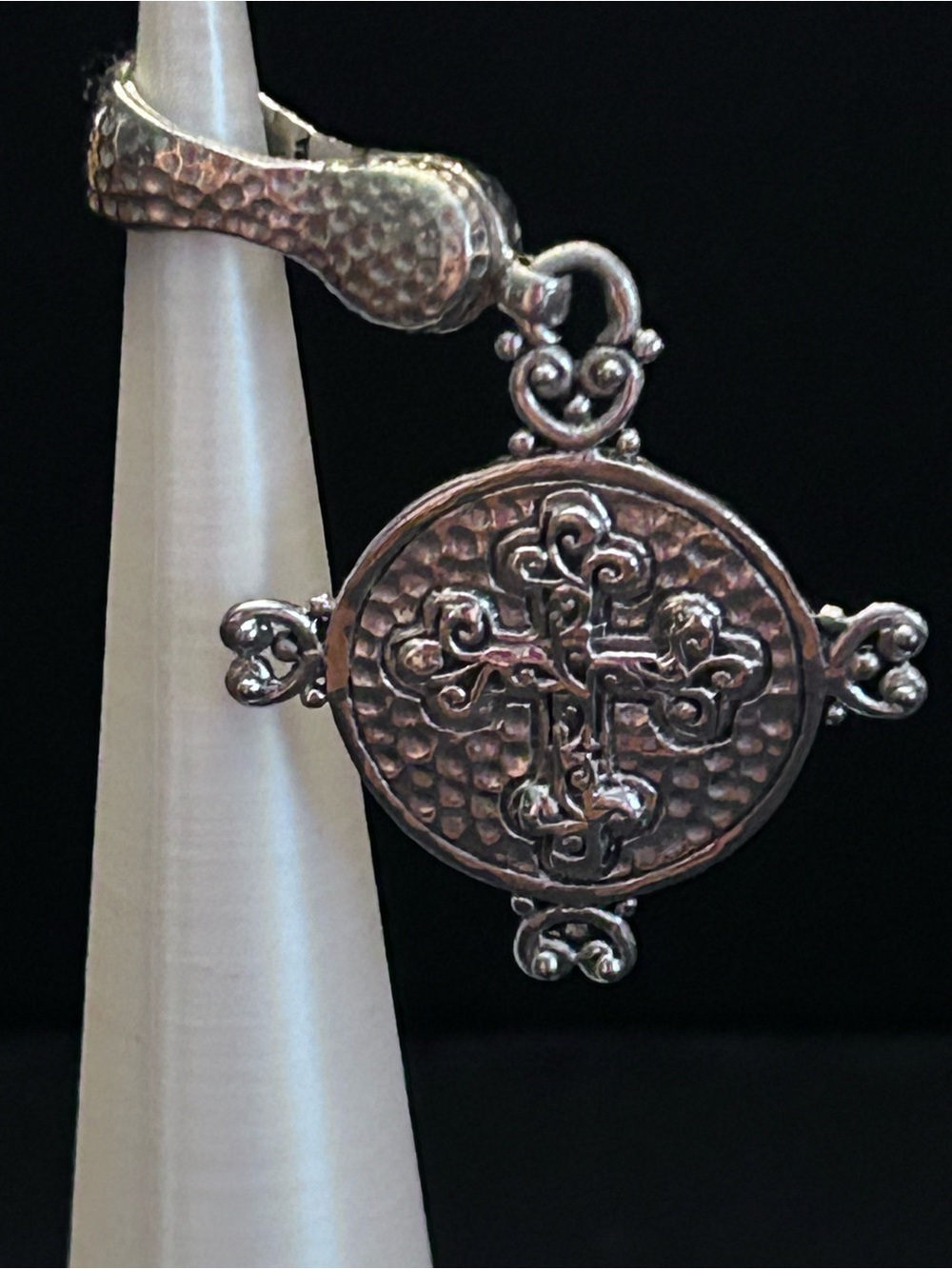 Artisans of Bali Solid 925 Sterling Silver Beaded Cross Enhancer Pendant - Picture 6 of 8